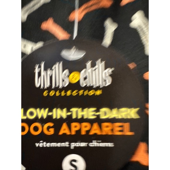 Glow-in-the-Dark Halloween Black LAZY BONES Graphic Dog Pet‎ Pajamas Size S - Picture 3 of 5